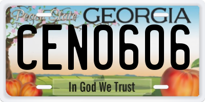 GA license plate CEN0606