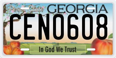 GA license plate CEN0608