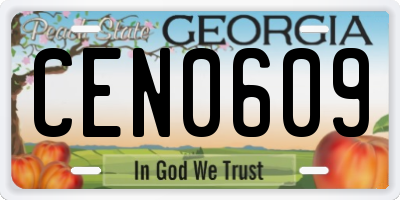 GA license plate CEN0609