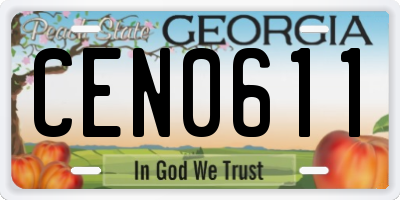 GA license plate CEN0611