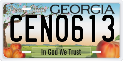 GA license plate CEN0613