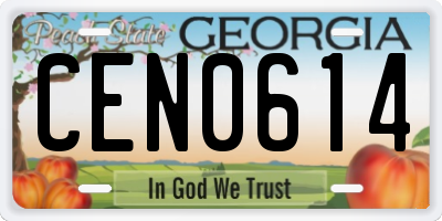 GA license plate CEN0614