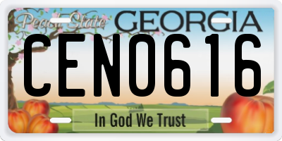 GA license plate CEN0616