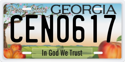 GA license plate CEN0617