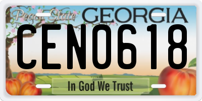 GA license plate CEN0618
