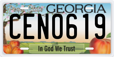 GA license plate CEN0619