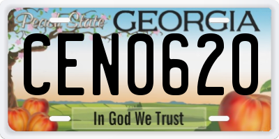 GA license plate CEN0620