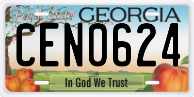 GA license plate CEN0624