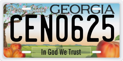 GA license plate CEN0625