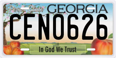 GA license plate CEN0626