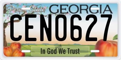 GA license plate CEN0627
