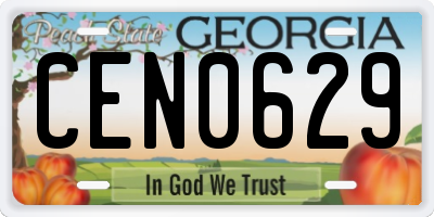 GA license plate CEN0629