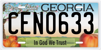 GA license plate CEN0633