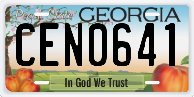 GA license plate CEN0641