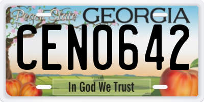 GA license plate CEN0642