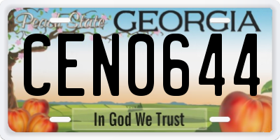 GA license plate CEN0644