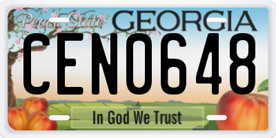 GA license plate CEN0648