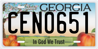 GA license plate CEN0651