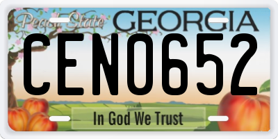 GA license plate CEN0652
