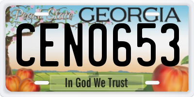 GA license plate CEN0653
