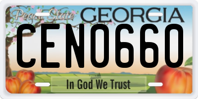 GA license plate CEN0660