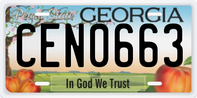 GA license plate CEN0663