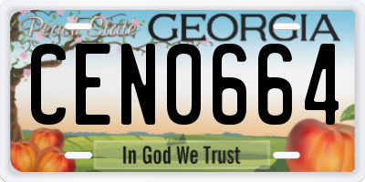 GA license plate CEN0664