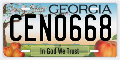 GA license plate CEN0668