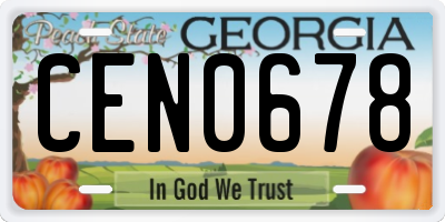 GA license plate CEN0678