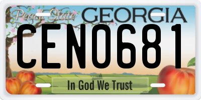 GA license plate CEN0681