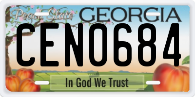GA license plate CEN0684