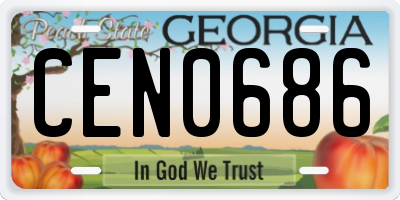 GA license plate CEN0686