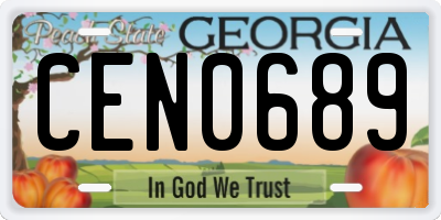 GA license plate CEN0689