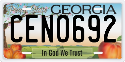 GA license plate CEN0692