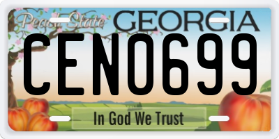 GA license plate CEN0699