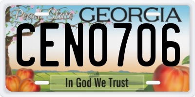 GA license plate CEN0706