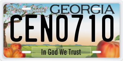 GA license plate CEN0710
