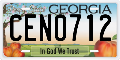 GA license plate CEN0712