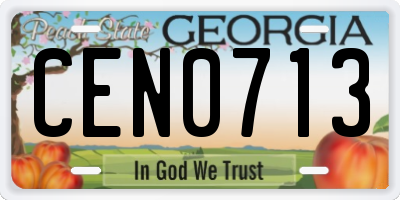 GA license plate CEN0713
