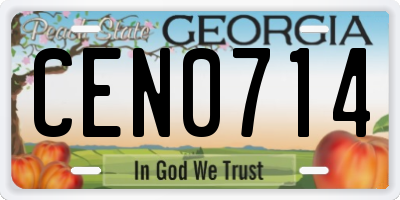 GA license plate CEN0714