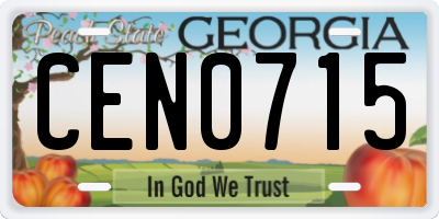 GA license plate CEN0715