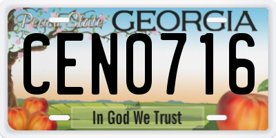GA license plate CEN0716