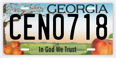 GA license plate CEN0718