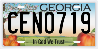 GA license plate CEN0719