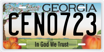 GA license plate CEN0723