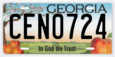 GA license plate CEN0724