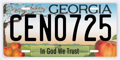 GA license plate CEN0725