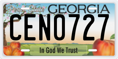 GA license plate CEN0727