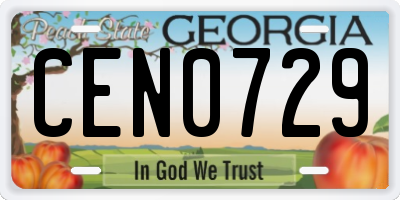 GA license plate CEN0729