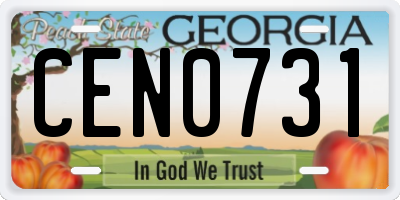 GA license plate CEN0731